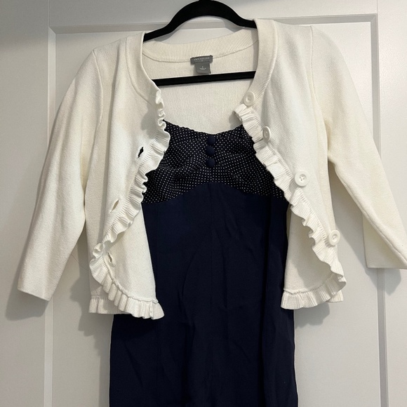 Ann Taylor womens white cardigan with ruffle detail - Picture 9 of 9
